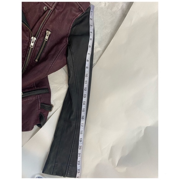 IRO Anabela Black Purple Two Tone Color Block Leather Jacket Size Small - Picture 11 of 12